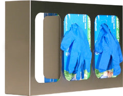 Bowman Manufacturing Glove Box Holder Triple with Dividers Horizontal or Vertical Mounted 3-Box Capacity Silver 3-3/4 X 10 X 15-3/4 Inch Steel - M-730238-4406 - Each