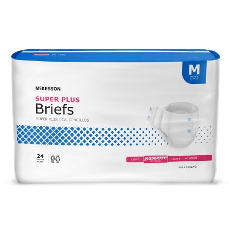 Unisex Adult Incontinence Brief McKesson Super Plus Medium Disposable Moderate Absorbency - M-730974-3203 - Bag of 1