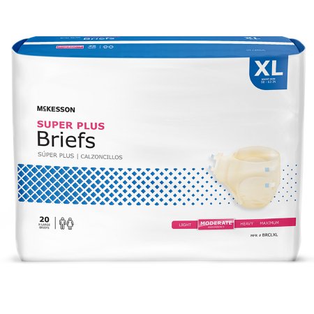 Unisex Adult Incontinence Brief McKesson Super Plus X-Large Disposable Moderate Absorbency - M-730975-3300 - Case of 3