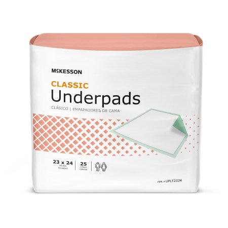 Underpad McKesson Classic Plus 23 X 24 Inch Disposable Fluff / Polymer Light Absorbency - M-730985-3354 - Bag of 25