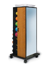 Hausmann Industries Storage Unit with Exercise Equipment, Mirror, and Wire Basket 44 Piece Set with Mobile Unit Grand Stand 1 to 10 lbs.
