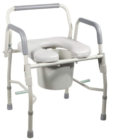 Drive Medical Commode Chair drive™ Padded Drop Arm Steel Frame 13-1/2 Inch Seat Width