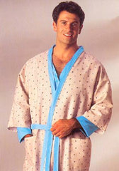 Standard Textile Patient Robe Large Nova Blue Print Reusable