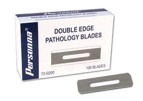 AccuTec Blades Pathology Blade Personna® Rounded Corner, Carbon Steel, 0.38 mm, 3 Facet Double Edge, 0.75 X 2.25 Inch, Disposable, NonSterile