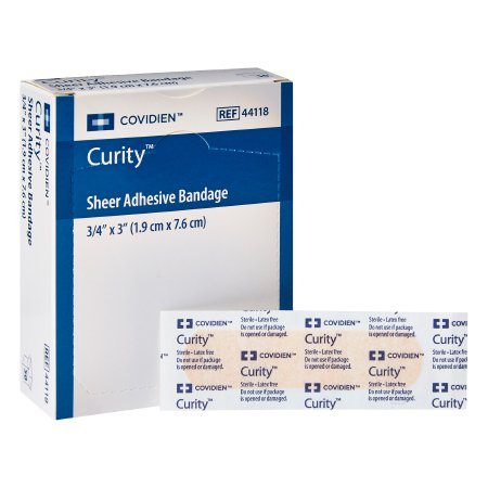 Cardinal Adhesive Strip Curity™ 3/4 X 3 Inch Plastic Rectangle Sheer Sterile