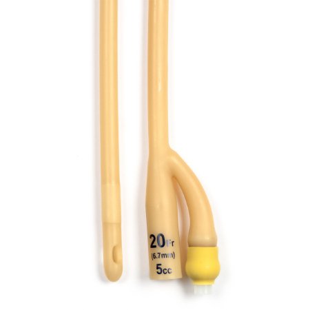 Dynarex Foley Catheter 2-Way Standard Tip 5 cc Balloon 20 Fr. Silicone Coated Latex