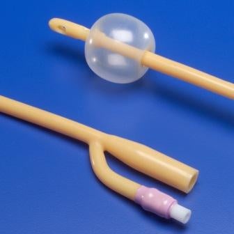 Cardinal Foley Catheter Dover™ 3-Way Standard Tip 5 cc Balloon 18 Fr. Silicone Elastomer Coated Latex