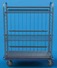 Future Health Concepts Utility Cart Future Health Concepts 40.375 X 41.125 X 28.625 Inch Stainless Steel, Adjustable, Perforated, Roll Out