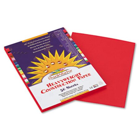 SunWorks® Construction Paper, 58lb, 9 x 12, Holiday Red, 50/Pack