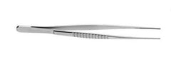 V. Mueller Vascular Tissue Forceps V. Mueller® DeBakey 6-1/4 Inch Length Surgical Grade Stainless Steel NonSterile NonLocking Thumb Handle Straight Grooved Serrated Tips - M-738115-3709 - Each