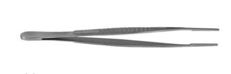 V. Mueller Vascular Tissue Forceps V. Mueller® DeBakey 7-3/4 Inch Length Surgical Grade Stainless Steel NonSterile NonLocking Thumb Handle Straight Grooved Serrated Tips - M-738116-3939 - Each