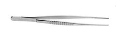 V. Mueller Vascular Tissue Forceps V. Mueller® DeBakey 9-1/2 Inch Length Surgical Grade Stainless Steel NonSterile NonLocking Thumb Handle Straight Grooved Serrated Tips - M-738117-2067 - Each