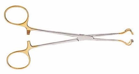 V. Mueller Tissue Grasping Forceps Vital Babcock 6-1/2 Inch Length Surgical Grade Stainless Steel / Tungsten Carbide NonSterile Ratchet Lock Finger Ring Handle Curved Cross Serrated Tips - M-738236-1683 - Each