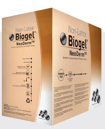 Molnlycke Surgical Glove Biogel® NeoDerm® Size 7.5 Sterile Pair Polyisoprene Extended Cuff Length Fully Textured Light Brown Not Chemo Approved - M-738658-4942 - Box of 50