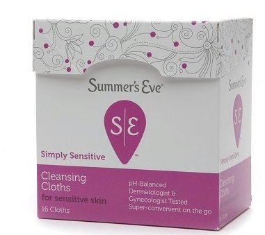 C.B. Fleet Personal Wipe Summer's Eve® Simply Sensitive Individual Packet Purified Water / Octoxynol-9 / Citric Acid Scented 16 Count