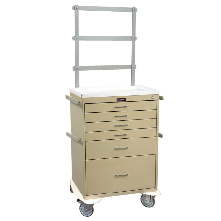 Harloff Treatment Cart Classic Line Steel 32 X 41.5 X 22 Inch Light Gray 4 Drawers, 3 Inch / 1 Drawer, 6 Inch / 1 Drawer, 12 Inch