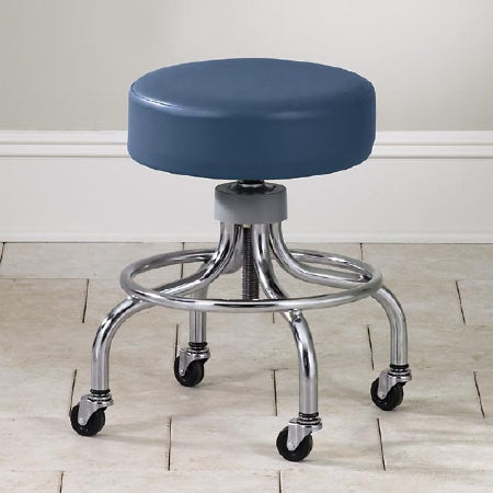 Clinton Industries Exam Stool Chrome Series Backless Screw Height Adjustment 4 Casters Tomato