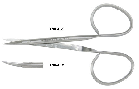 Miltex Iris Scissors Padgett® 3-3/4 Inch Length Surgical Grade Stainless Steel NonSterile Finger Ring Handle Curved Blade Sharp Tip / Sharp Tip - M-740748-2175 - Each