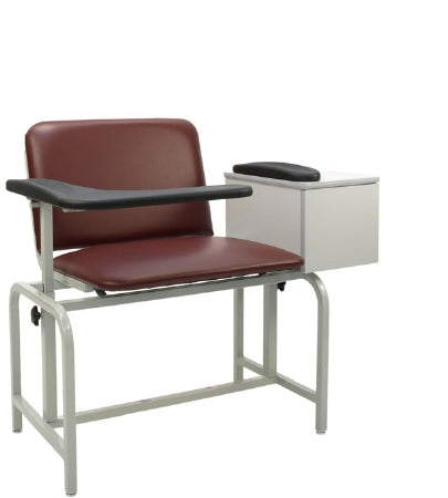 Winco Blood Drawing Chair with Drawer Extra Wide Single Pivot Armrest Gray