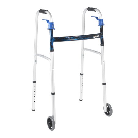 Drive Medical Dual Release Folding Walker Adjustable Height drive™ Aluminum Frame 350 lbs. Weight Capacity 32 to 39 Inch Height