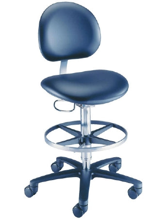 The Brewer Company Lab Stool Millennium Series Contoured Backrest Pneumatic Height Adjustment 5 Casters Royal Blue