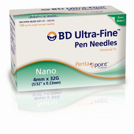 Becton Dickinson Insulin Pen Needle Ultra-Fine™ 32 Gauge 1/8 Inch Length Without Safety - M-742683-2425 - Case of 1200