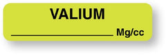 United Ad Label Drug Label UAL™ Anesthesia Label Valium_mg/cc Fluorescent Green 5/16 X 1-1/4 Inch - M-742866-2737 - Roll of 1