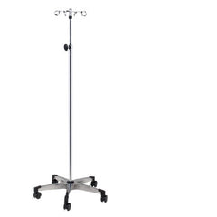 Clinton Industries IV Pole Ram Horn Hooks 4-Hook 5 Legs Cast Aluminum Base, Soft Roll Dual Wheel Casters, 23 Inch Base Diameter - M-743064-1655 - Each