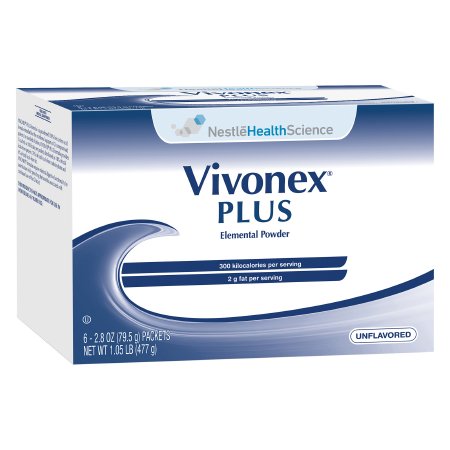 Nestle Healthcare Nutrition Elemental Oral Supplement / Tube Feeding Formula Vivonex® Plus Unflavored 2.8 oz. Individual Packet Powder