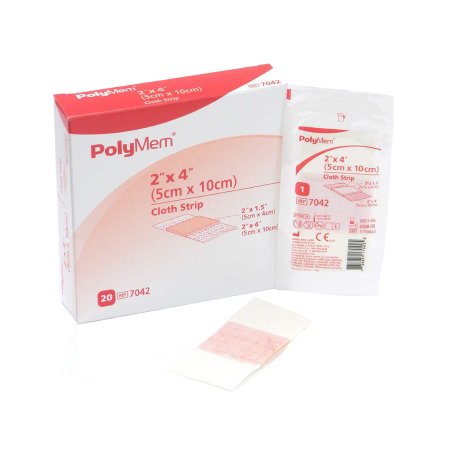 Ferris Manufacturing Adhesive Strip PolyMem® 2 X 4 Inch Polyurethane / Film Rectangle Pink / White Sterile