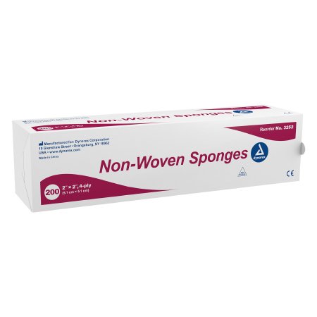 Dynarex Nonwoven Sponge Dynarex® Nonwoven 4-Ply 2 X 2 Inch Square NonSterile