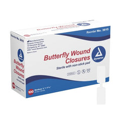 Dynarex Skin Closure Strip Secure Strip™ 3/8 X 1-13/16 Inch Plastic Butterfly Closure White