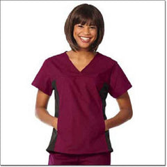 Fashion Seal Uniforms Scrub Shirt Medium Burgundy / Black 1 Pocket Short Set-In Sleeve Female - M-843769-1343 - Each
