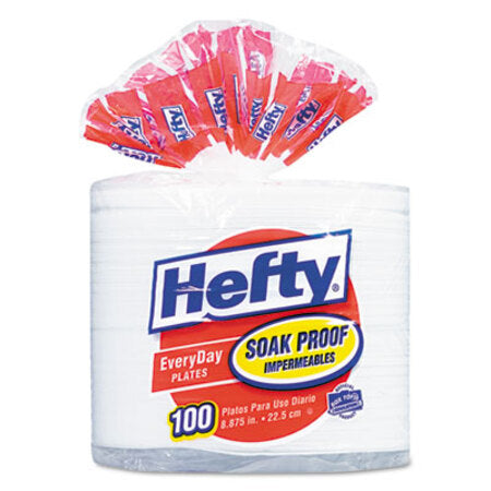 Hefty® Soak Proof Tableware, Foam Plates, 8 7/8" dia, 100/Pack