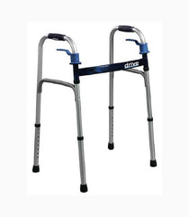 Drive Medical Dual Release Folding Walker with Wheels Adjustable Height drive™ Deluxe Aluminum Frame 350 lbs. Weight Capacity 26 to 33-1/2 Inch Height