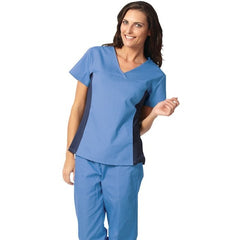 Fashion Seal Uniforms Scrub Shirt 2X-Large Ceil Blue / Navy 1 Pocket Short Set-In Sleeve Female - M-843486-253 - Each