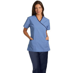 Fashion Seal Uniforms Scrub Shirt X-Large Pewter / Pretty Pink 2 Pockets Short Set-In Sleeve Female - M-843501-257 - Each
