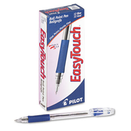 Pilot® EasyTouch Stick Ballpoint Pen, Fine 0.7mm, Blue Ink, Clear Barrel, Dozen