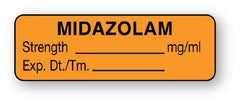 United Ad Label Drug Label UAL™ Anesthesia Label Midazolam Strength_mg/mL Exp Dt Tm_ Orange 1/2 X 1-1/2 Inch - M-761394-1574 - Roll of 1