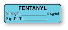 United Ad Label Drug Label UAL™ Anesthesia Label Fentanyl Strength_mcg/mL Exp Dt Tm_ Light Blue 1/2 X 1-1/2 Inch - M-761395-1207 - Roll of 1