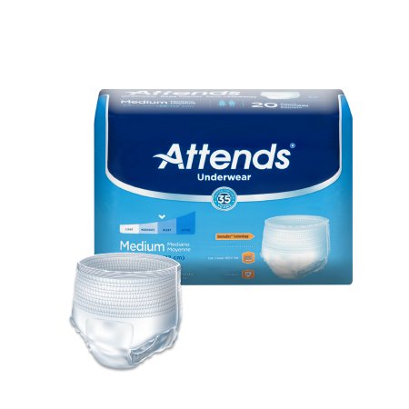 Attends Healthcare Products Unisex Adult Absorbent Underwear Attends® Pull On with Tear Away Seams Medium Disposable Moderate Absorbency - M-761659-1669 - Case of 100