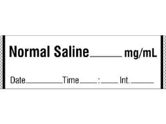 Shamrock Scientific Drug Label Shamrock Anesthesia Label NORMAL SALINE _____ mg / mL / Date _____ Time _____ Int. _____ White 1/2 X 1 Inch - M-761828-4998 - Roll of 1