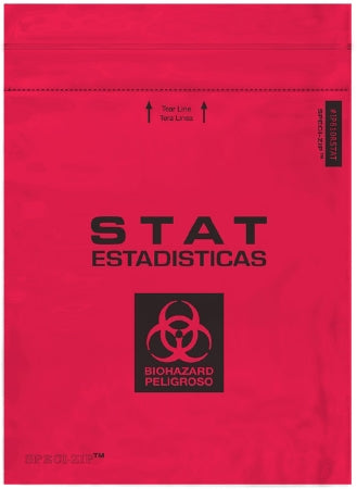Minigrip Specimen Transport Bag with Document Pouch Speci-Zip® 8 X 10 Inch Polyethylene Zip Closure STAT / Biohazard Symbol NonSterile