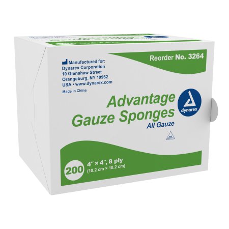 Dynarex Gauze Sponge Advantage Gauze 8-Ply 4 X 4 Inch Square NonSterile