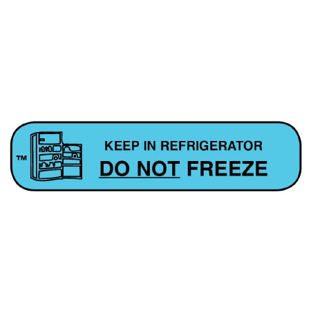 Apothecary Products Pre-Printed Label Apothecary Products® Instructional Label Blue Paper Keep In Refrigerator DO NOT FREEZE Black Temperature Control 3/8 X 1-9/16 Inch - M-762604-2781 - Box of 1