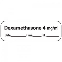 Precision Dynamics Drug Label PDC® Anesthesia Label Dexamethason4 mg/mL Date_Time_Int White 1/2 X 1-1/2 Inch - M-762659-3690 - Roll of 1