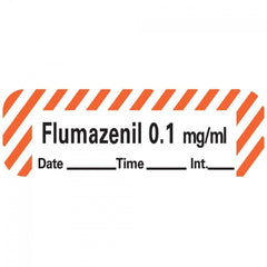 Precision Dynamics Drug Label Anesthesia Label Tape Flumazenil 0.1 mg/mL Date_Time_Int Red / White 1/2 X 1-1/2 Inch - M-762671-4867 - Roll of 1