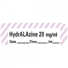 Precision Dynamics Drug Label Anesthesia Label Tape HydrALAzine 20mg/mL Date_Time_Int Violet / White 1/2 X 1-1/2 Inch - M-762673-3014 - Roll of 1