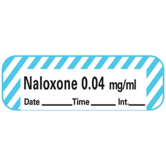 Precision Dynamics Drug Label Anesthesia Label Tape Naloxone 0.04 mg/mL Date_Time_Int Blue / White 1/2 X 1-1/2 Inch - M-762677-4060 - Roll of 1