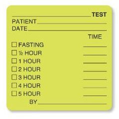 United Ad Label Pre-Printed Label UAL™ Laboratory Use Green Paper _Test Patient_Date_Fast_Time_ Black Lab / Specimen 2-1/2 X 2-1/2 Inch - M-763281-2178 - Roll of 1